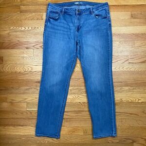 Old Navy Power Slim Straight Jeans Womens‎ 18 Blue Medium Wash Stretch Casual